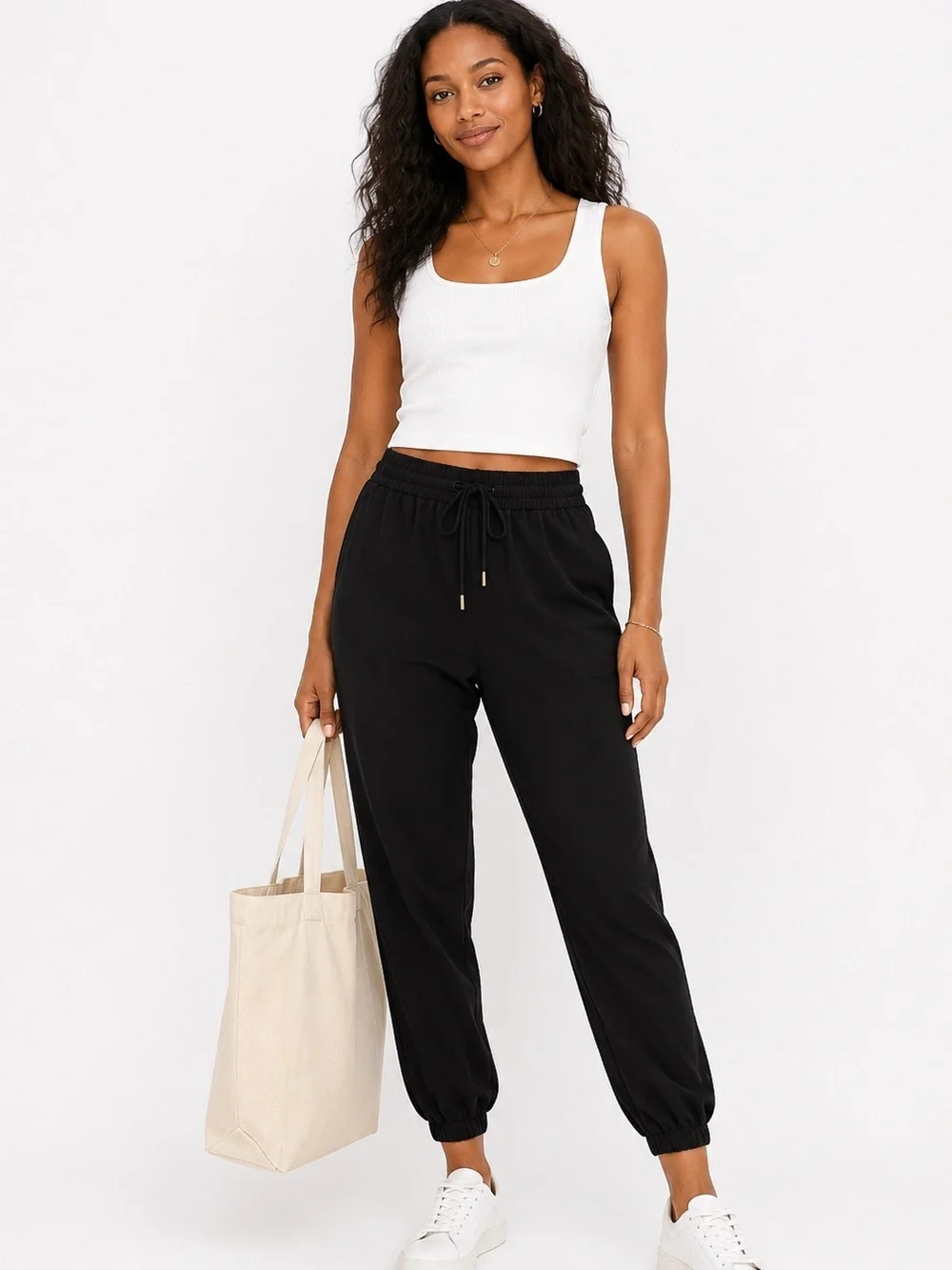 Michael Kors Black Drawstring Elastic Waist Jogger Pants Women's Size 4